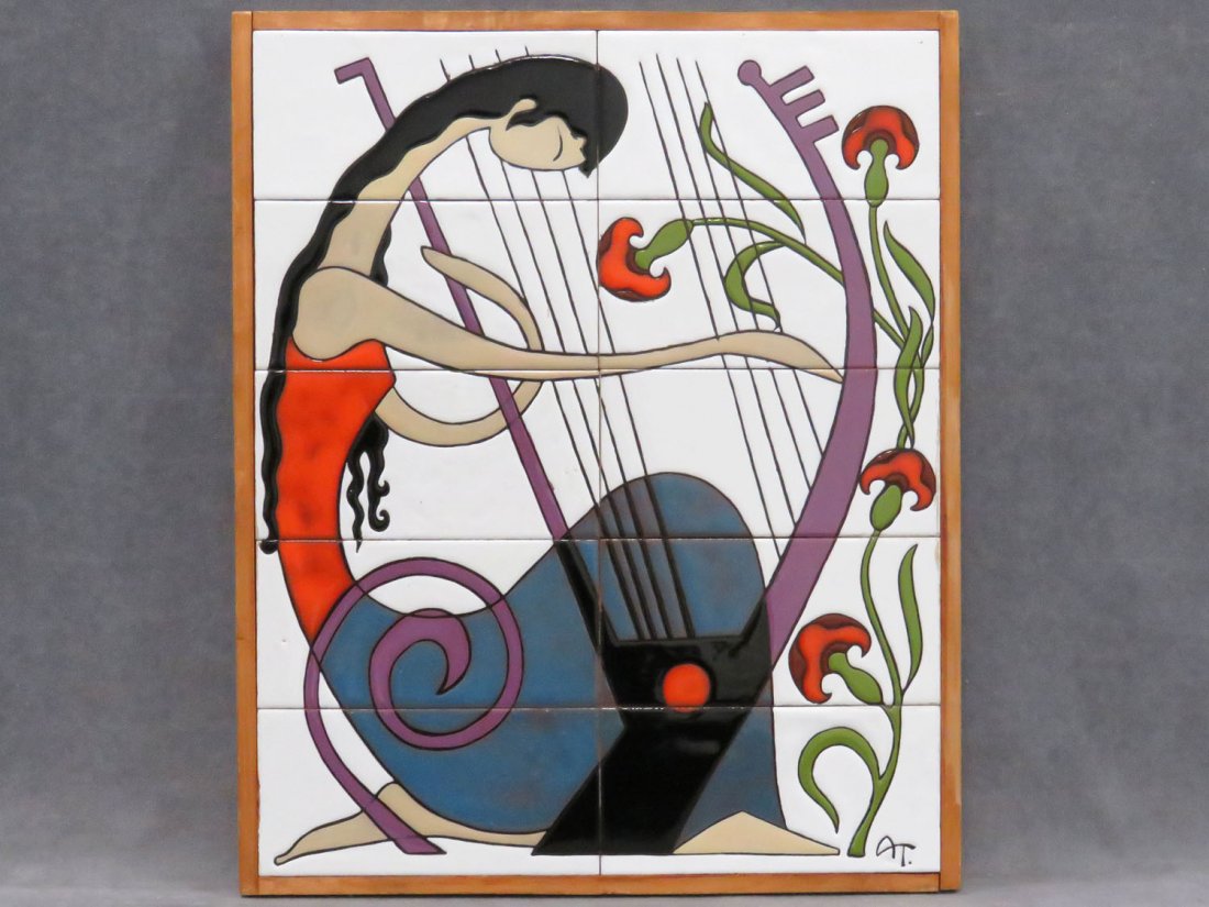 DESIGNER MODERN GLAZED TILE PICTURE, WOMAN (1 of 5)