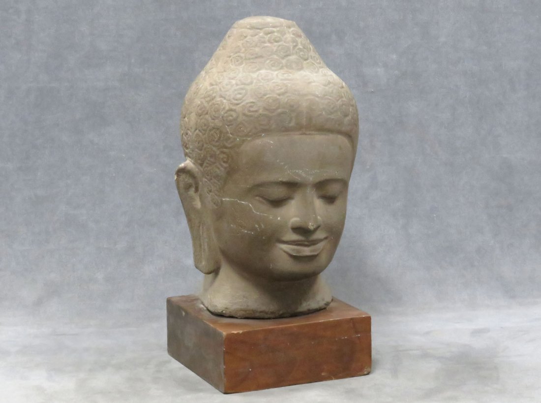 SOUTH EAST ASIAN STONE HEAD OF BUDDHA (1 of 6)