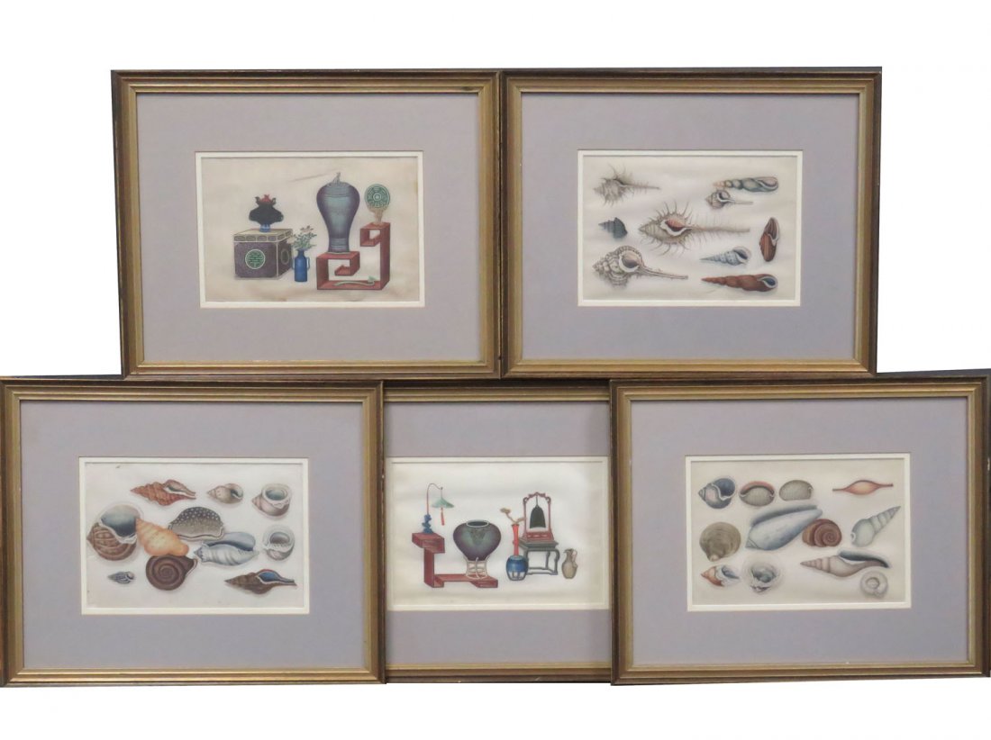 CHINESE SCHOOL (19TH CENTURY), LOT (5) WATERCOLOR (1 of 8)