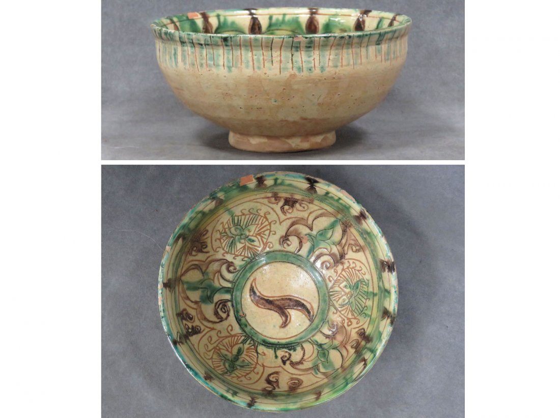 ISLAMIC DECORATED POTTERY BOWL, NISHAPUR SULTANABA (1 of 6)