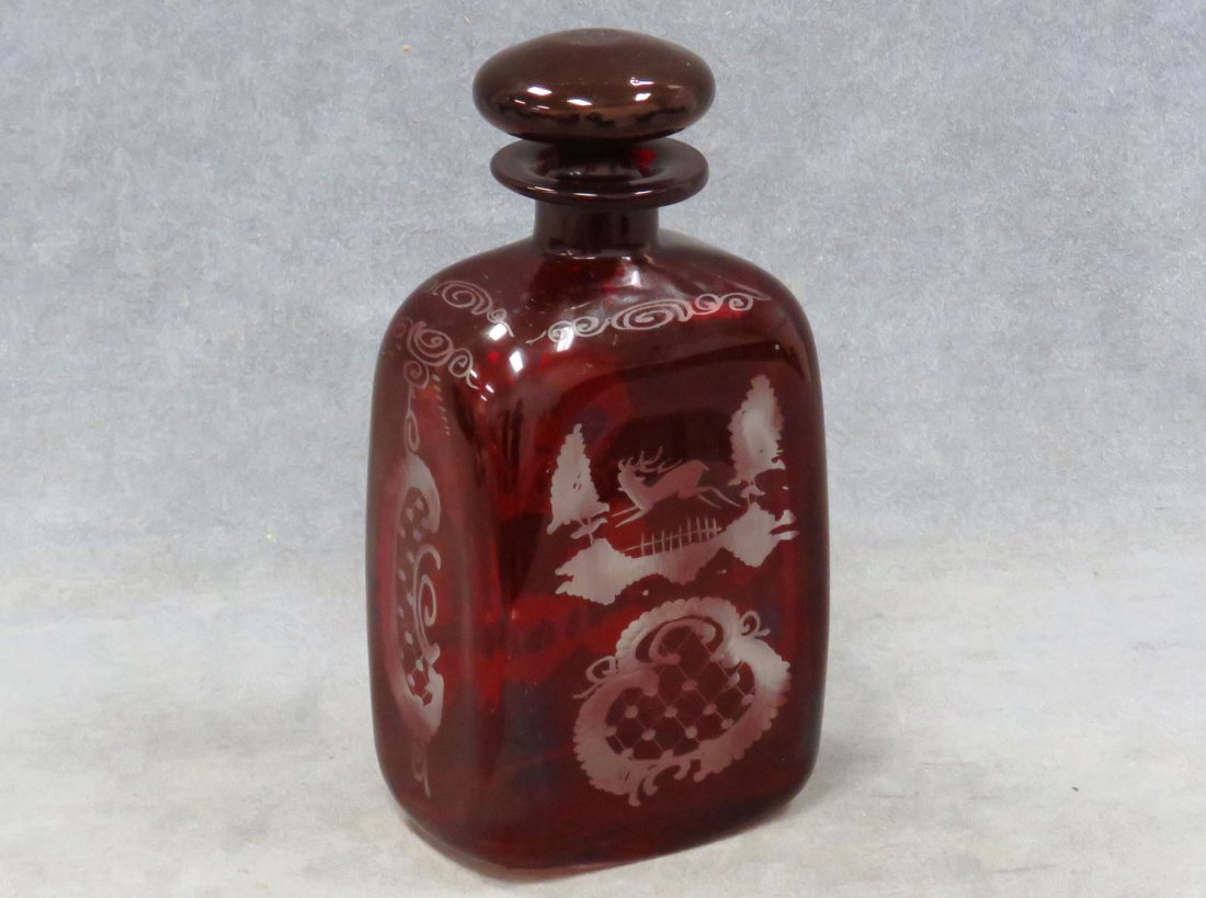VINTAGE BOHEMIAN ENGRAVED DECANTER (1 of 6)