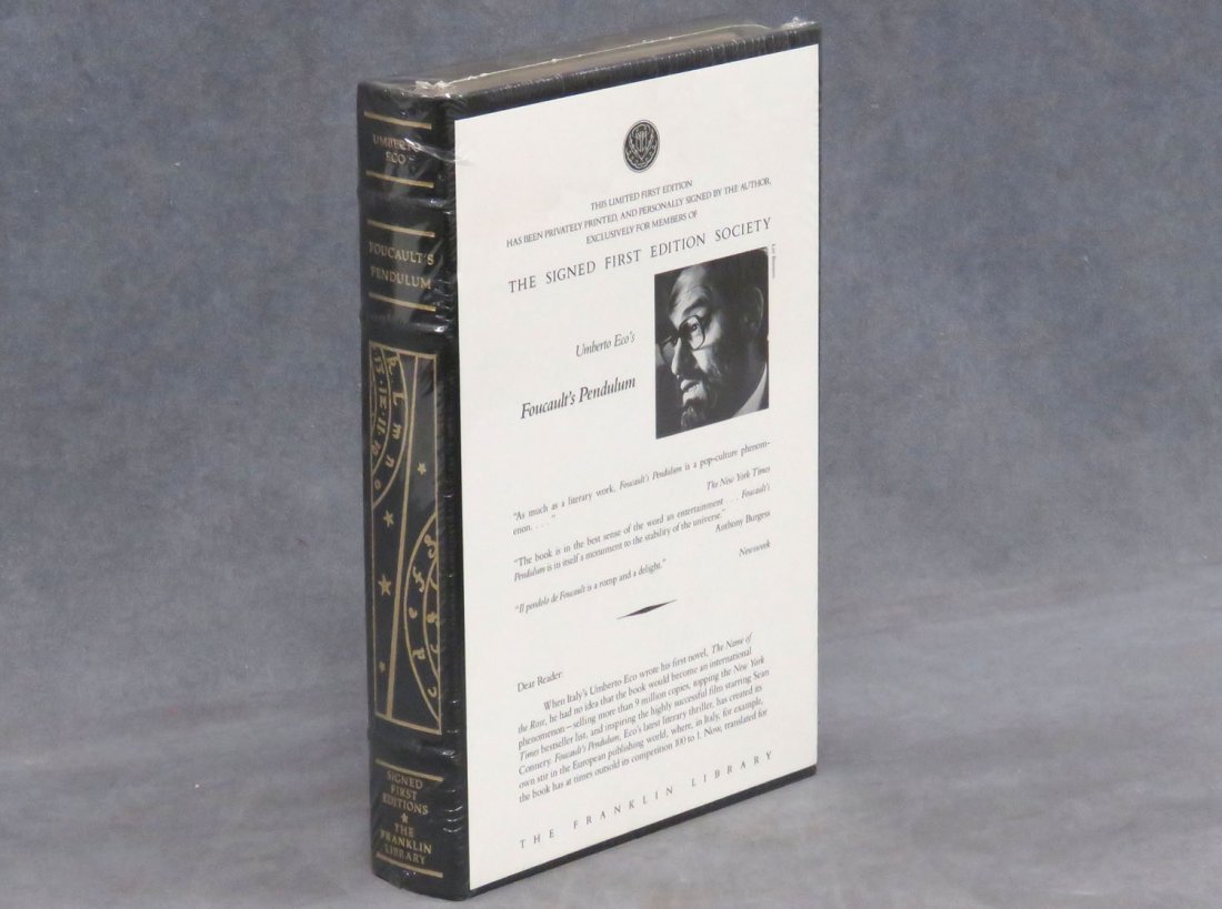 VOLUME-FOUCAULT'S PENDULUM, UMBERTO ECO'S: VOLUME-FOUCAULT'S PENDULUM, UMBERTO ECO'S, THE FRANKLIN LIBRARY, SIGNED 1ST EDITION SOCIETY (NEW IN WRAPPER)