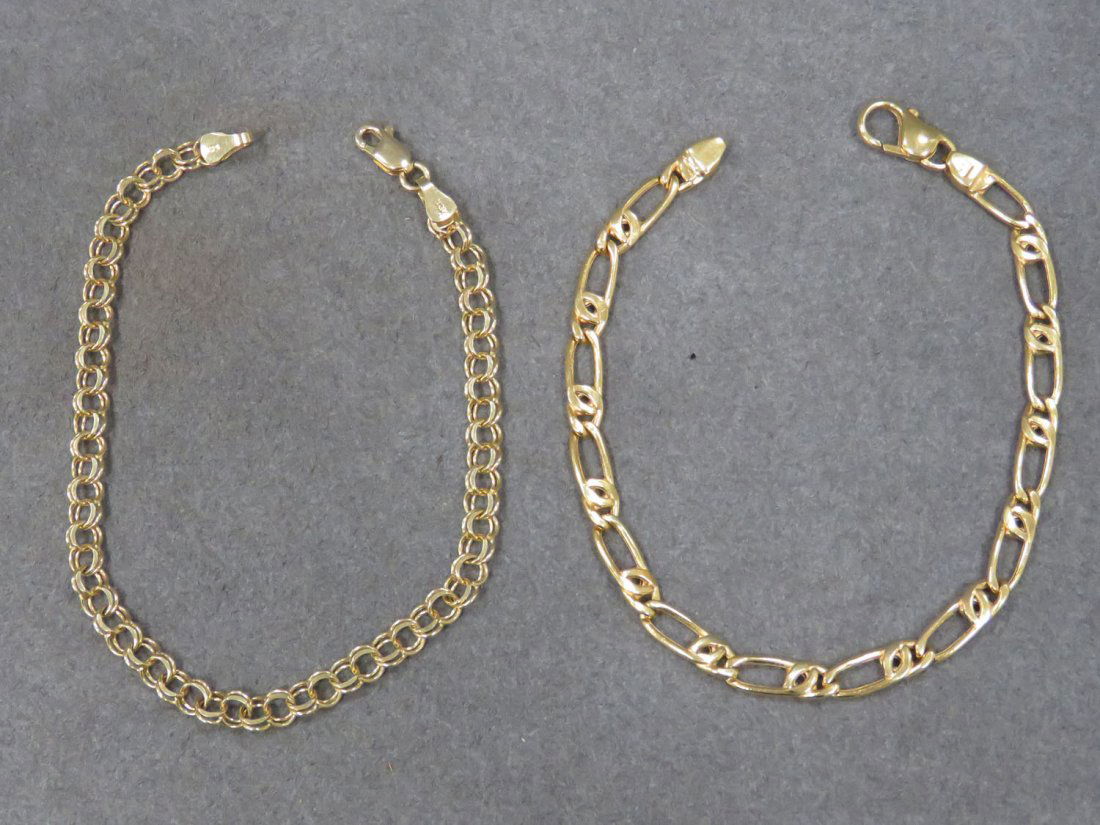 LOT (2) 14K YELLOW GOLD OPEN-LINK BRACELETS: LOT (2) 14K YELLOW GOLD OPEN-LINK BRACELETS. LENGTH 8 3/4"; 11.63 GRAMS