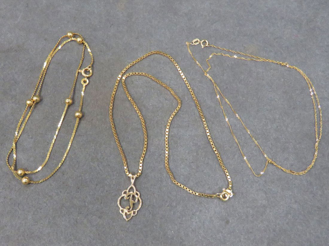 LOT (3) 14K YELLOW GOLD NECKLACES (1 of 2)