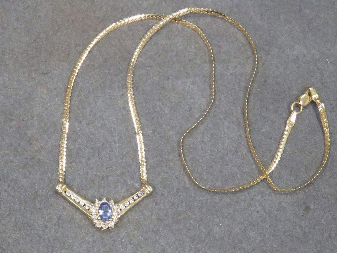 14K YELLOW GOLD DIAMOND & TANZANITE PENDANT (1 of 1)