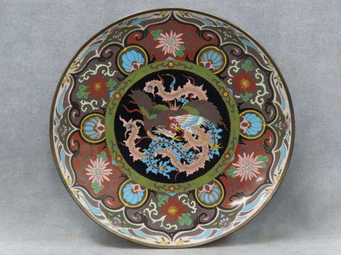 JAPANESE CLOISONNE CHARGER, TAISHO (1 of 3)