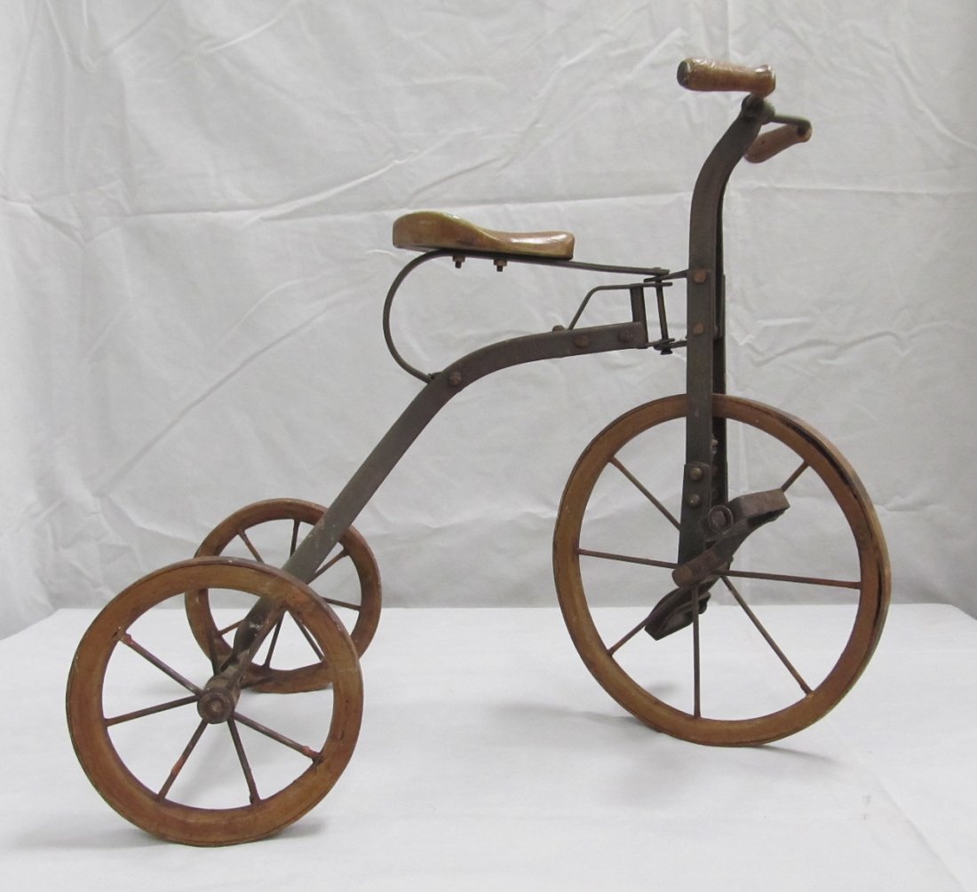 WROUGHT IRON VELOCIPEDE: WROUGHT IRON VELOCIPEDE. HEIGHT 16"; LENGTH 20"