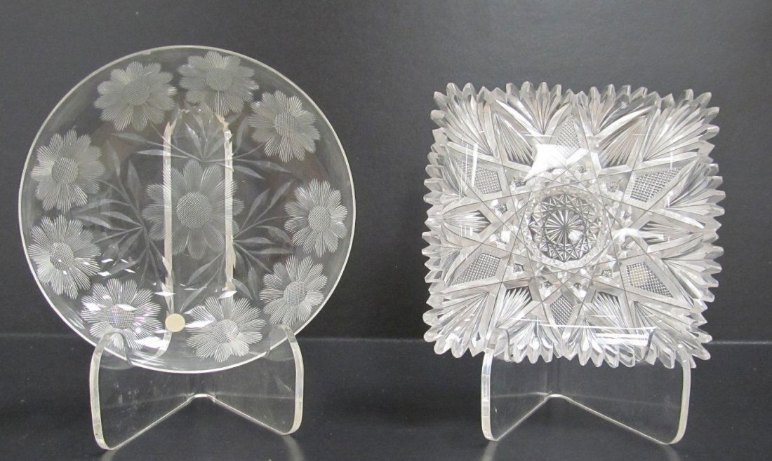 LOT (2) DORFLINGER CUT CRYSTAL DISHES, LABELED (1 of 2)