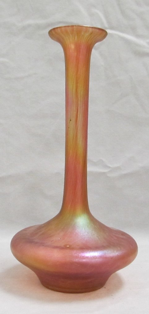 KRALIK PEACH OIL SPOT VASE (1 of 2)
