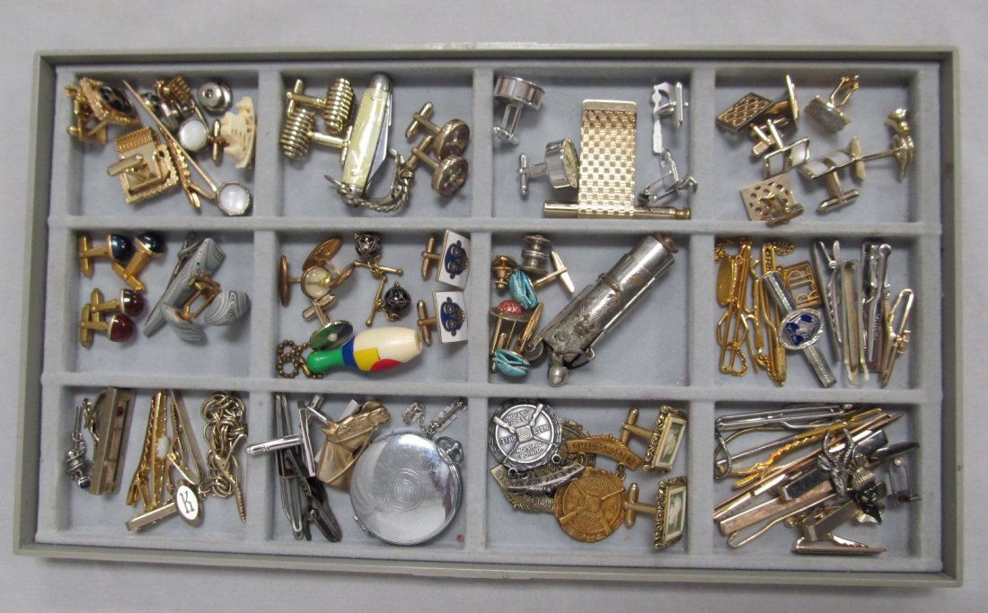 LOT ASSORTED GENTLEMEN'S CUFFLINKS, TIE BARS, TACK (1 of 1)