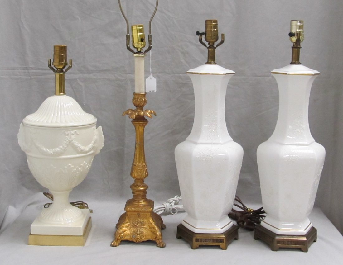 LOT (4) INCLUDING PAIR CHINESE BLANC DE CHINE LAMP (1 of 5)