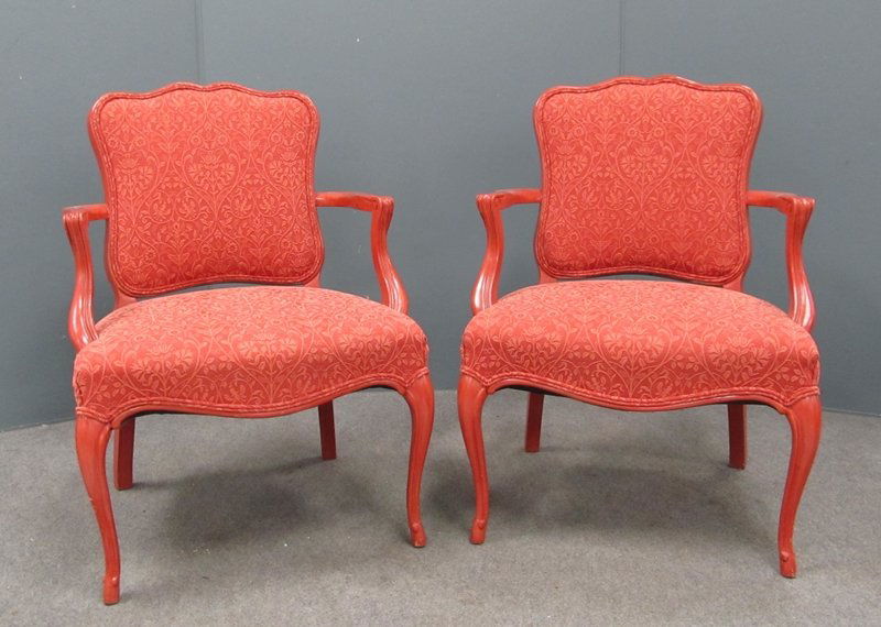 PAIR FRENCH STYLE PAINTED FAUTEUILS (1 of 3)