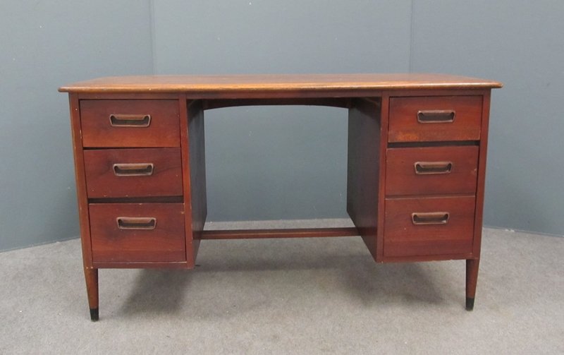 ANDRE BUS (AMERICAN 20TH CENTURY): ANDRE BUS (AMERICAN 20TH CENTURY), FOR LANE ALTA VISTA KNEEHOLE DESK. HEIGHT 30"; TOP 23 X 50" (IMPERFECTIONS)