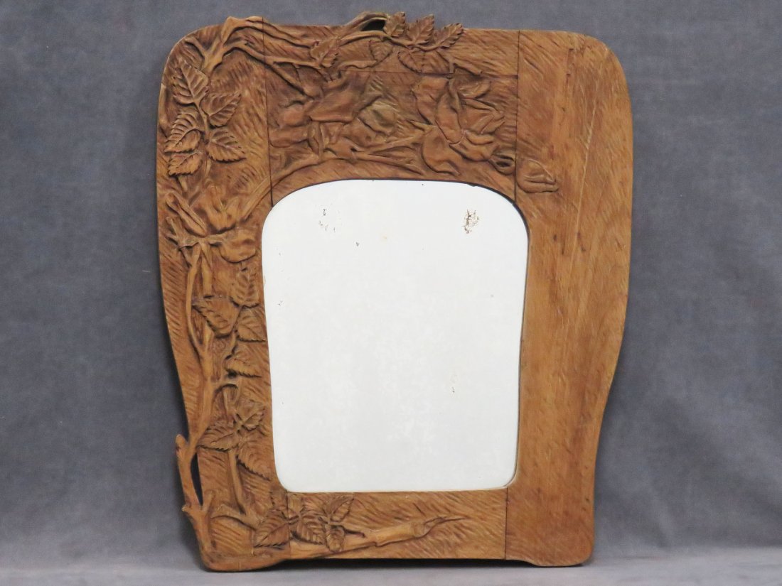 ART NOUVEAU CARVED OAK FRAMED MIRROR, 19TH CENTURY (1 of 6)