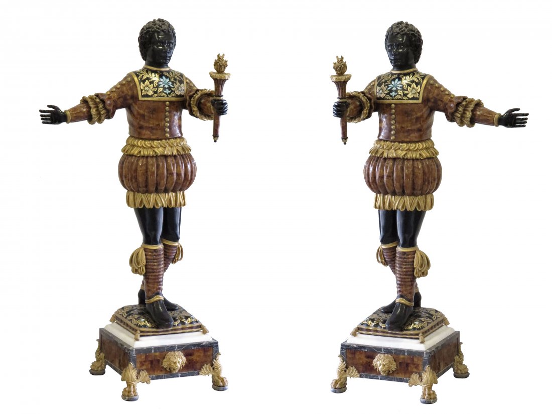 PAIR VENETIAN STYLE BLACKAMOOR FIGURES (1 of 6)