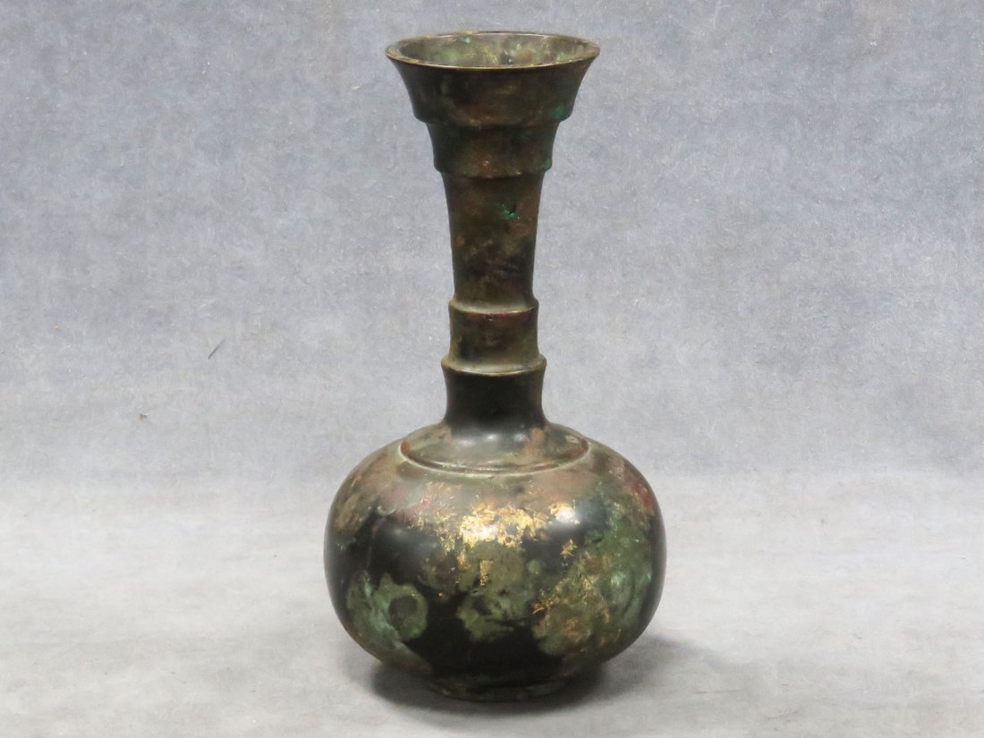 CHINESE ARCHAIC BRONZE VASE WITH GILT SPLOTCH (1 of 6)