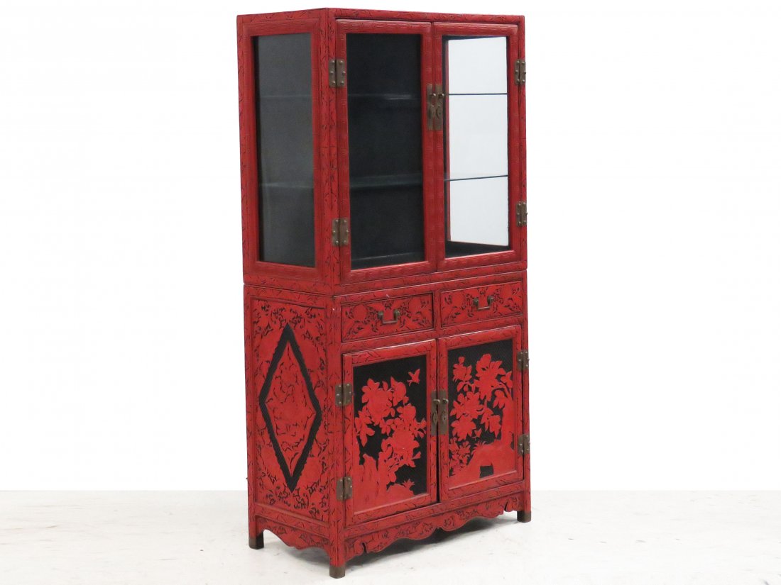 CHINESE CARVED CINNABAR CABINET (1 of 10)