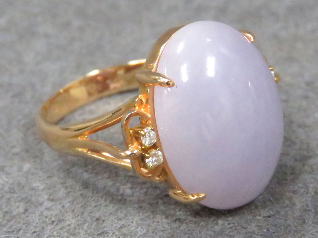 14K YELLOW GOLD AND 19.67 CT LAVENDER JADE RING (1 of 5)