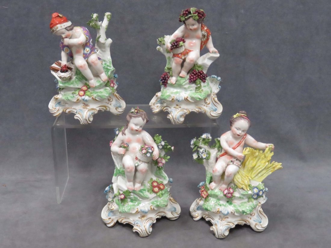 SET (4) BOW DECORATED PORCELAIN FIGURES, 4-SEASONS (1 of 10)