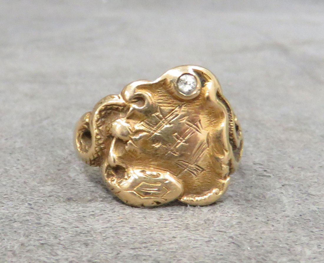 GENTLEMAN'S 14K AND DIAMOND SNAKE RING (1 of 2)