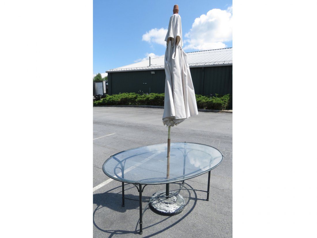 BROWN JORDAN FLORENTINE DESIGN PATIO TABLE W/ UMBRELLA (1 of 4)