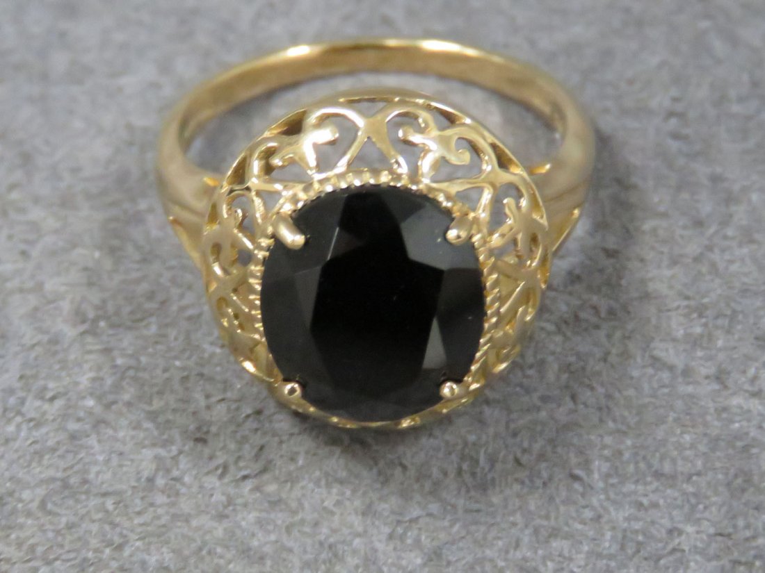 10K AND 4.95CT VERY DARK BLUE SAPPHIRE RING (1 of 5)