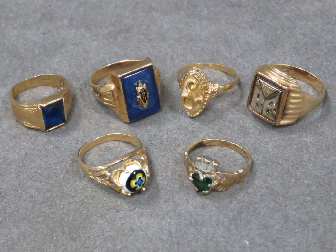 LOT (6) ASSORTED GOLD RINGS INCLUDING 9K, 10K, 14K (1 of 3)