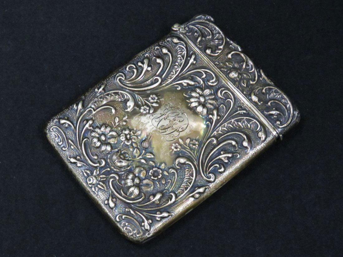 BIRMINGHAM STERLING CARD CASE, MONOGRAMMED, C.1905 (1 of 5)
