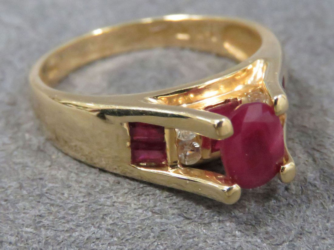 14K YELLOW GOLD RUBY AND DIAMOND DOUBLE-TIER RING (1 of 5)