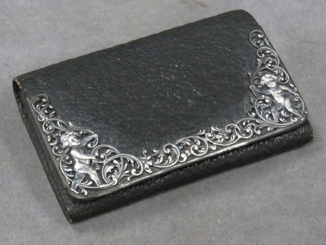 GORHAM VICTORIAN BLACK LEATHER AND STERLING PURSE (1 of 8)