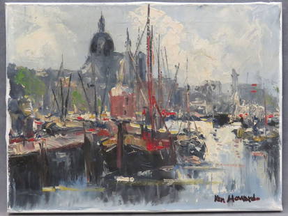 KEN HOWARD (ENGLISH 1932-), OIL ON CANVAS: KEN HOWARD (ENGLISH 1932-), OIL ON CANVAS, VIEW IN VENICE, SIGNED AND TITLED 1999. 12 X 15 3/4"