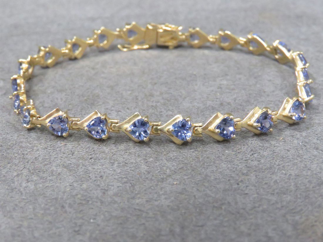 14K YELLOW GOLD AND TANZANITE BRACELET SET (1 of 2)