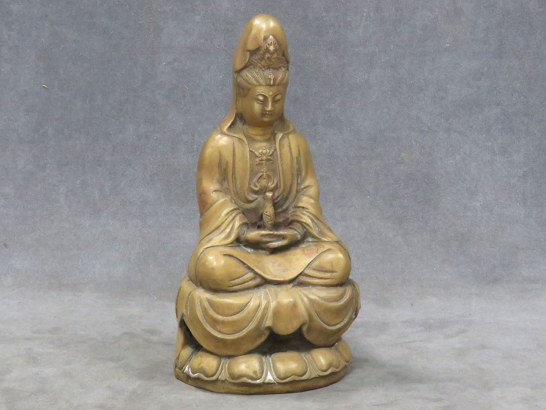 SINO-TIBETAN BRASS AND BRONZE SEATED BUDDHA (1 of 6)
