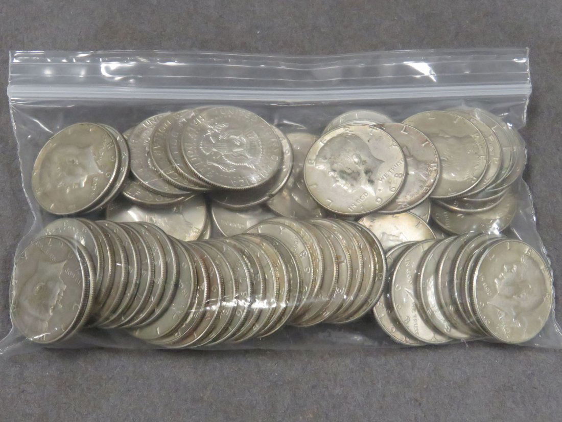 LOT (64) KENNEDY 1965-69 SILVER HALF DOLLAR COINS (1 of 1)