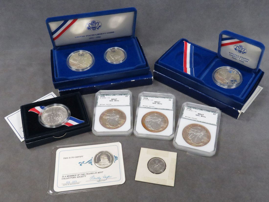 LOT INCLUDING (3) 1998 SILVER EAGLES (MS 67); 1986 (1 of 4)