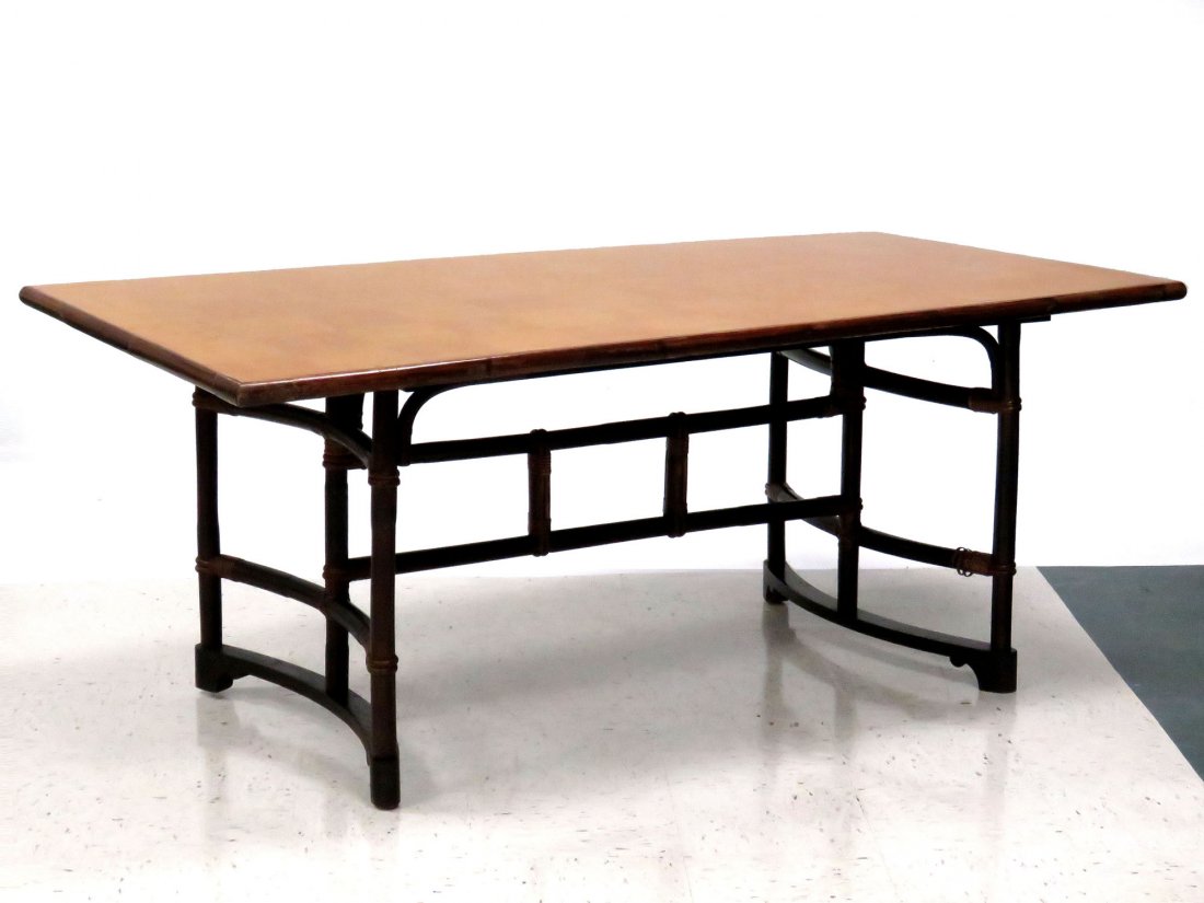 MID-CENTURY MODERN BAMBOO/RATTAN DINING TABLE (1 of 5)