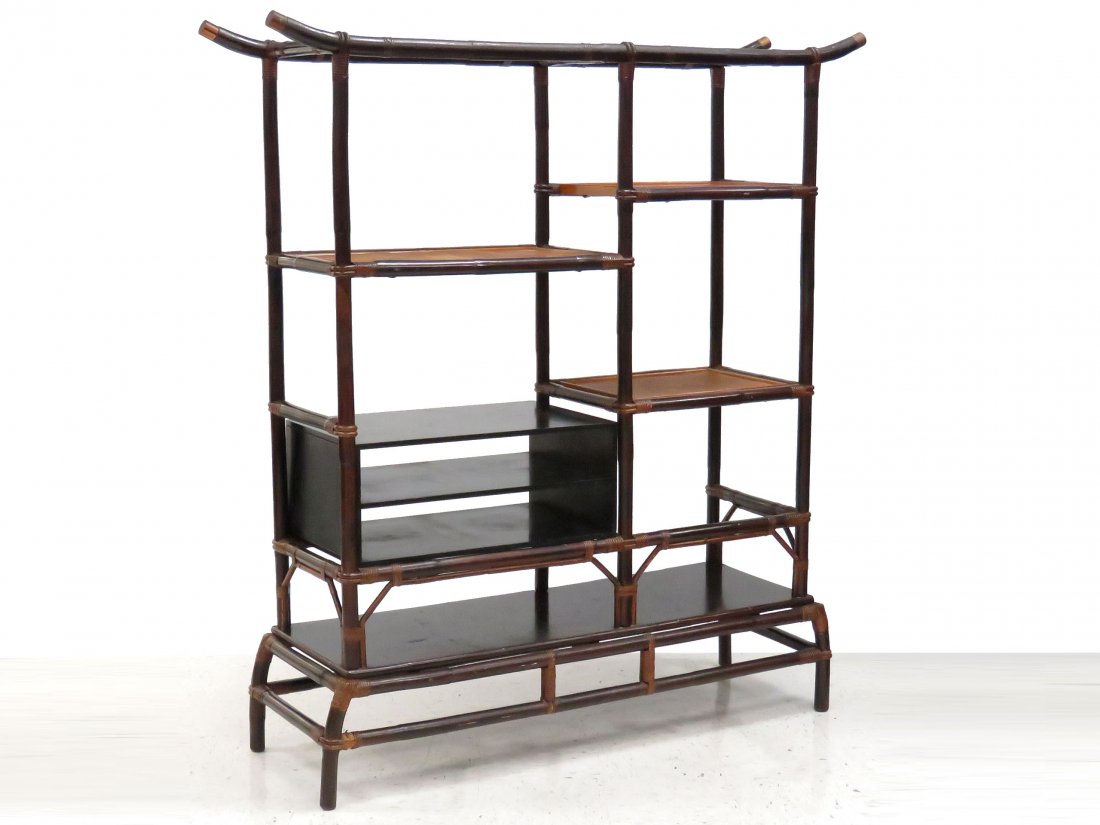 MID-CENTURY MODERN BAMBOO/RATTAN ETAGERE (1 of 4)