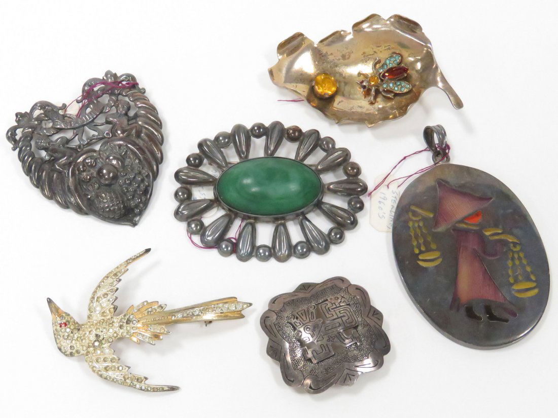 STERLING BROOCHES/PENDANTS, INCL GUGLIEMO CINI (1 of 7)