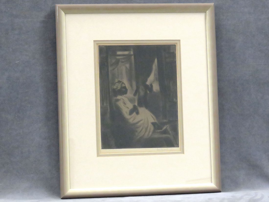 GEORGE OVERBURY "POP" HART, ETCHING, "MAMMY": GEORGE OVERBURY "POP" HART (AMERICAN 1868-1933), ETCHING, "MAMMY", SIGNED C.1923. PLATE 9 3/8 X 7"; FRAMED AND GLAZED 17 1/2 X 15"