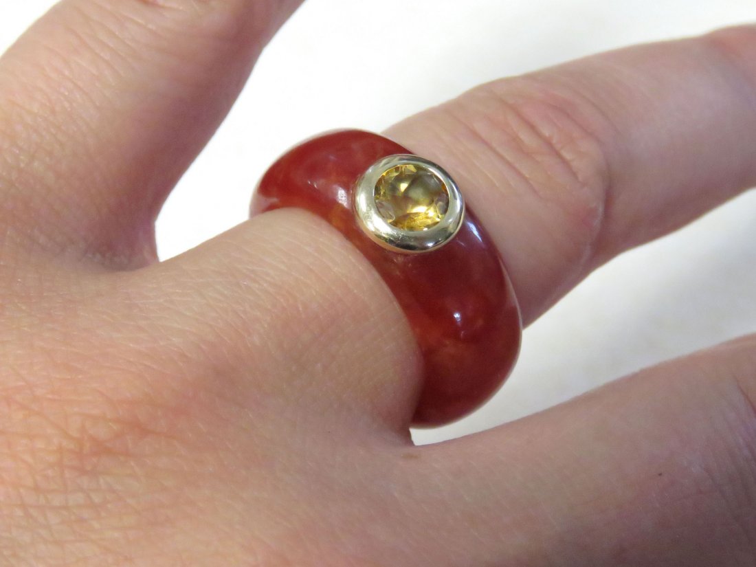 RED JADE AND CITRINE SET WITH GOLD (14K) (1 of 3)