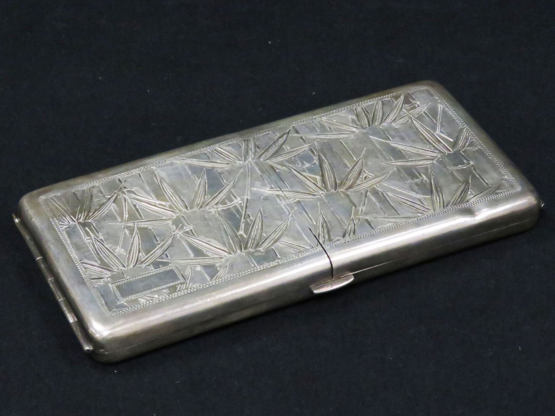 JAPANESE BAMBOO DESIGN 950 STERLING CIGARETTE CASE (1 of 7)