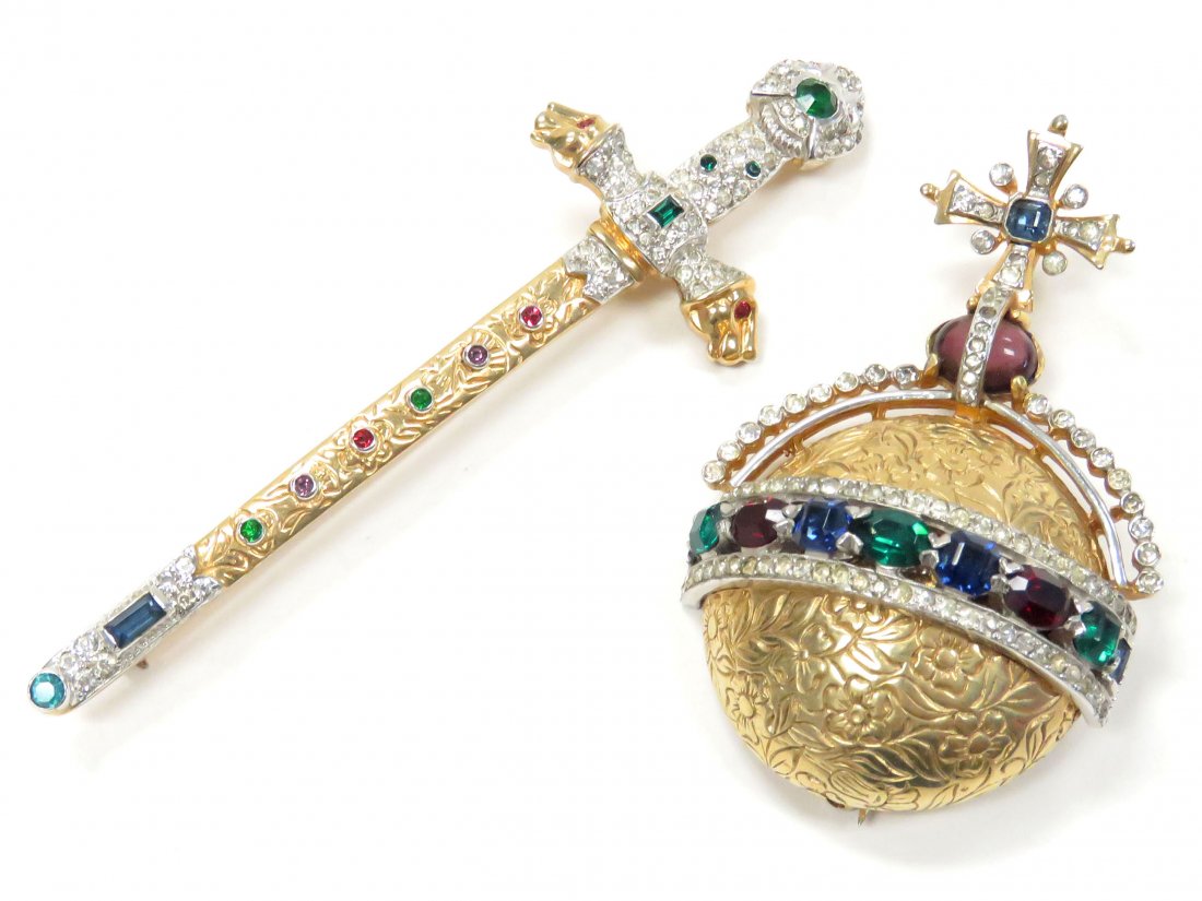 LOT (2) MAZER BROS FINE COSTUME JEWELRY BROOCHES (1 of 2)