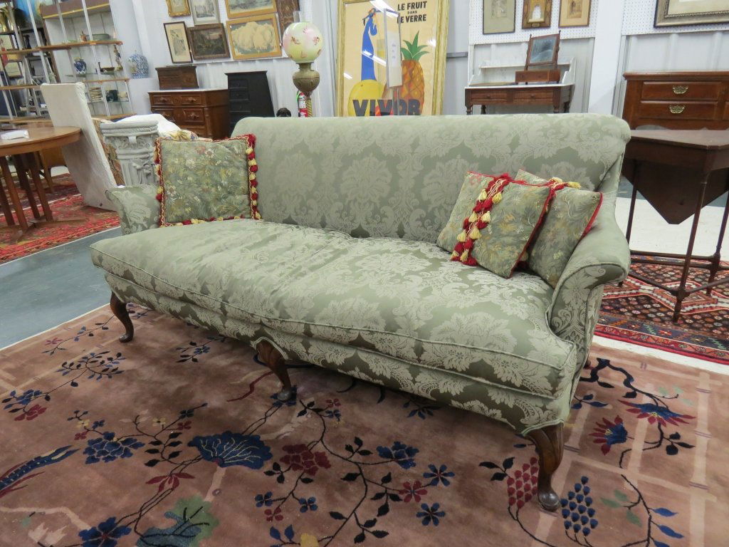 QUEEN ANNE STYLE MAHOGANY UPHOLSTERED SOFA (1 of 2)