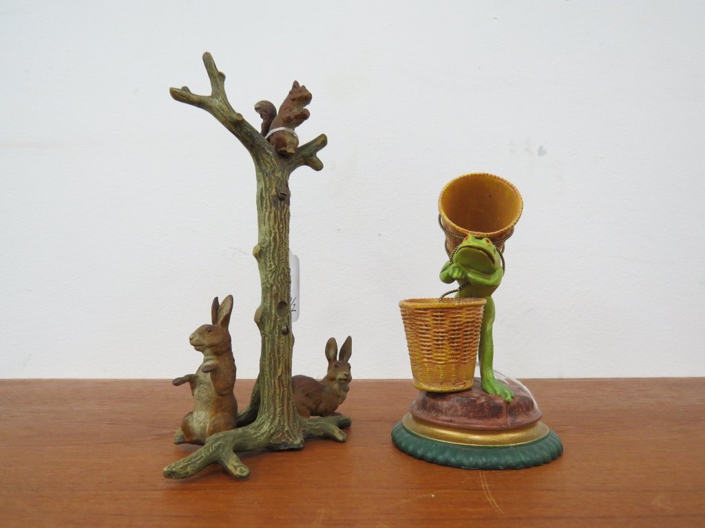 LOT (2) POLYCHROME METAL ANIMAL GROUPS (1 of 3)