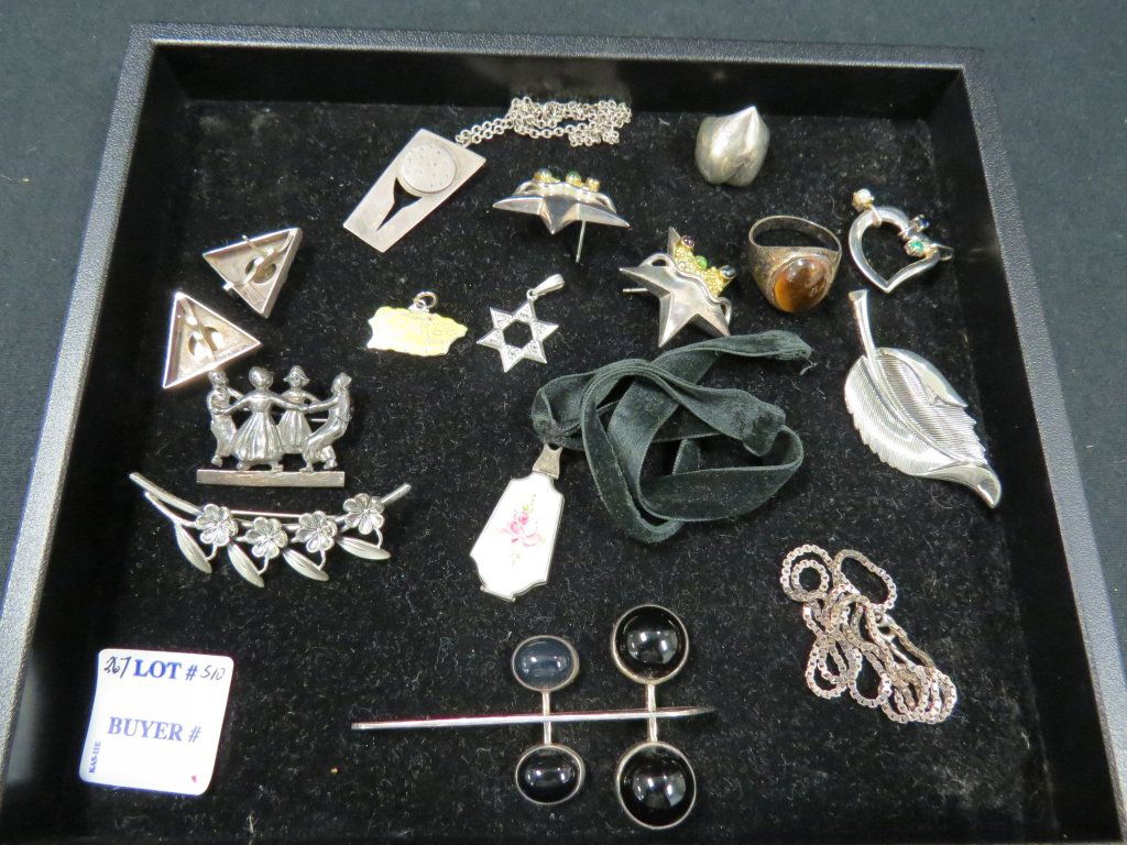 LOT ASSORTED STERLING JEWELRY INCLUDING PINS (1 of 1)