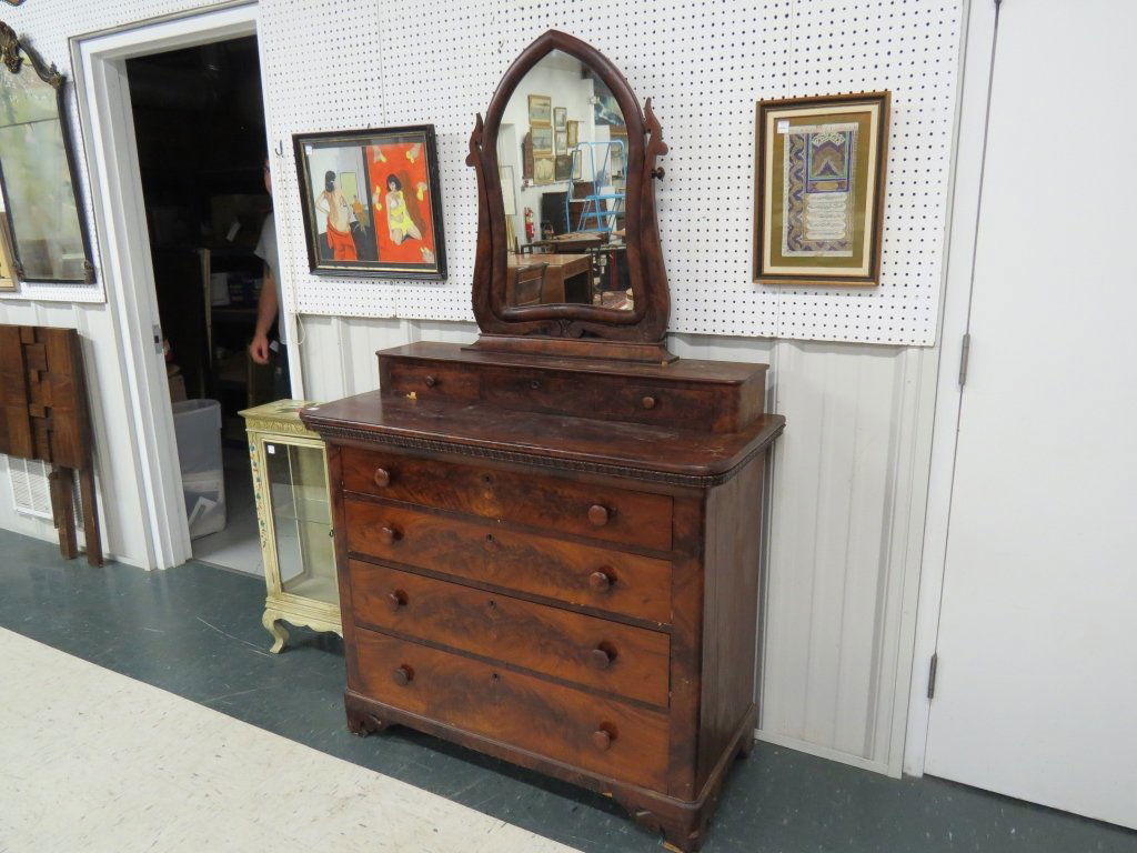EMPIRE AND VICTORIAN MAHOGANY STEP-BACK DRESSER (1 of 1)