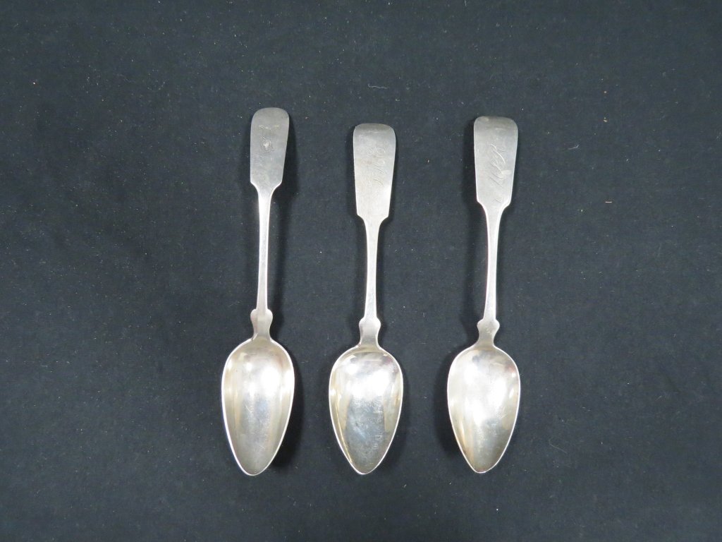 LOT (3) 19TH CENTURY SILVER SERVING SPOONS (1 of 1)