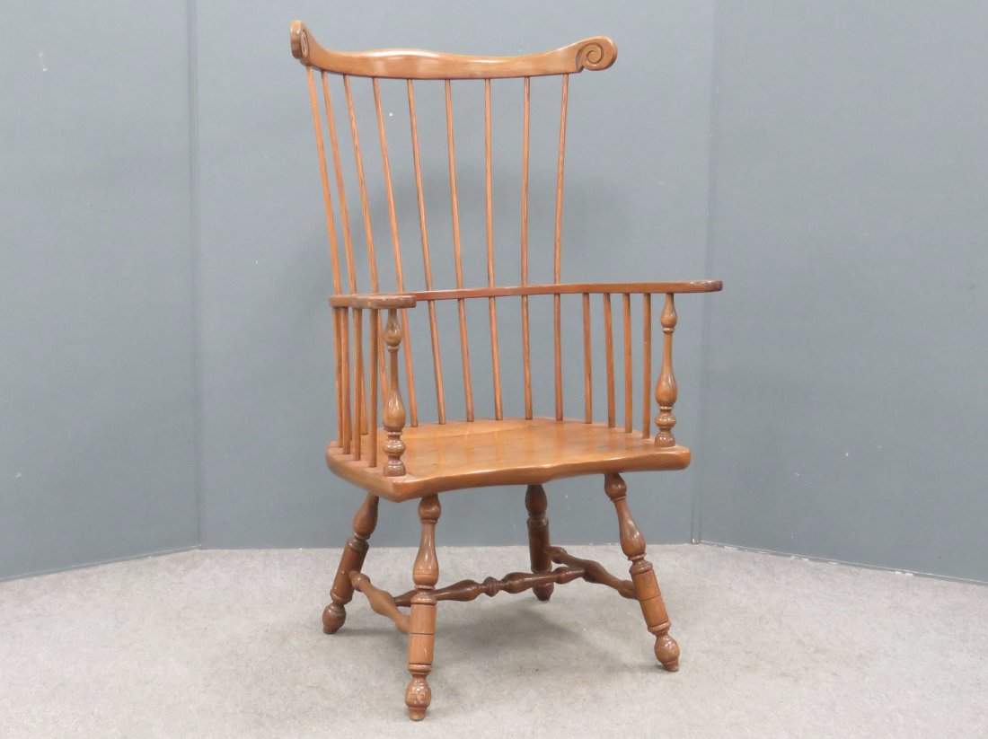 STICKLEY CHERRY WINDSOR ARMCHAIR, SIGNED (1 of 6)