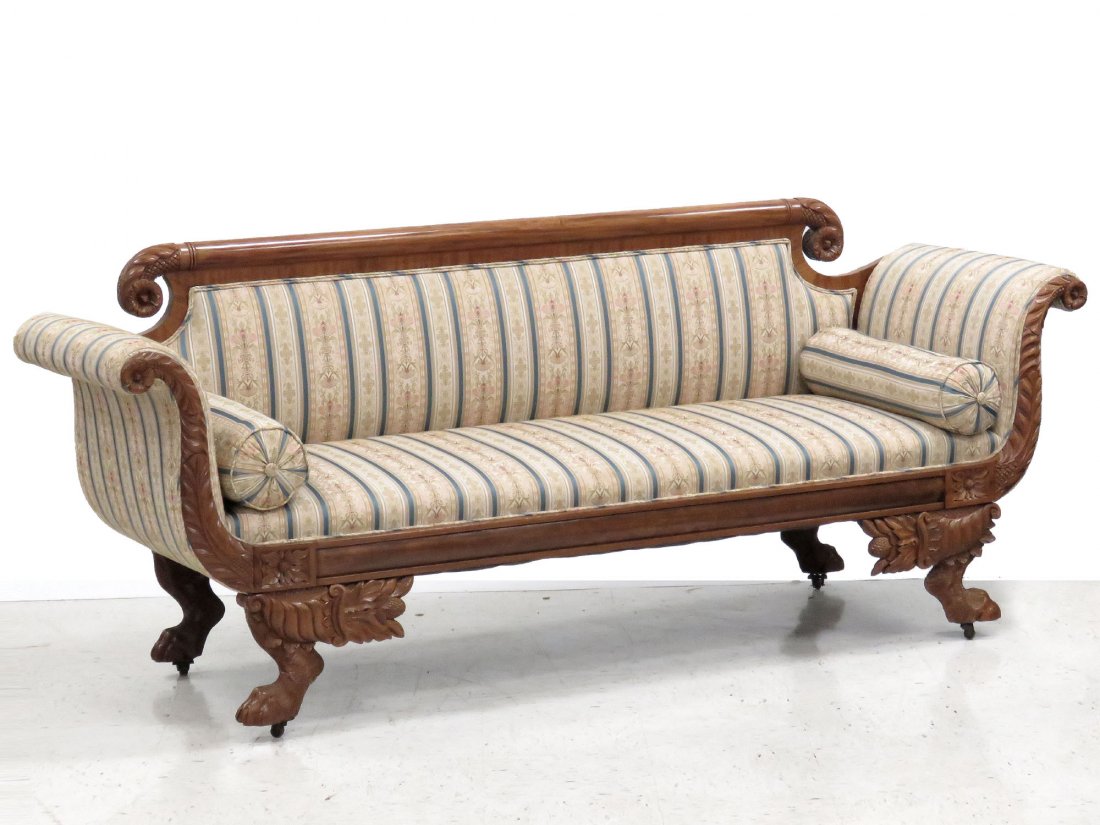 NEW YORK FEDERAL CARVED MAHOGANY SOFA (1 of 8)