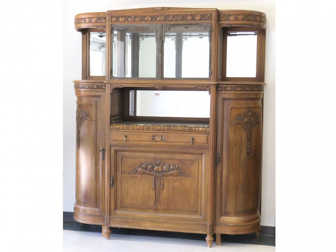 ART DECO CARVED WALNUT HUTCH/CABINET (1 of 10)